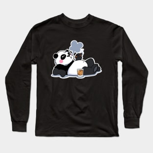 Smoking Dandy Panda with Whiskey Long Sleeve T-Shirt